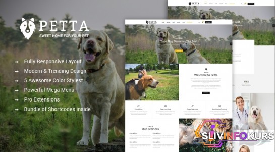 скачать бесплатно [Smartaddons] SJ Petta v3.9.6 - шаблон службы по уходу за домашними животными Joomla