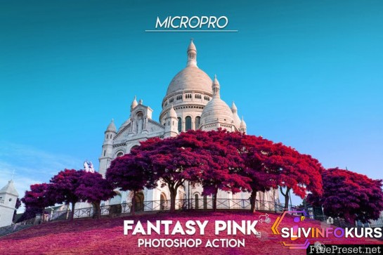 скачать бесплатно MicroPro Fantasy Pink Photoshop Action (2018)