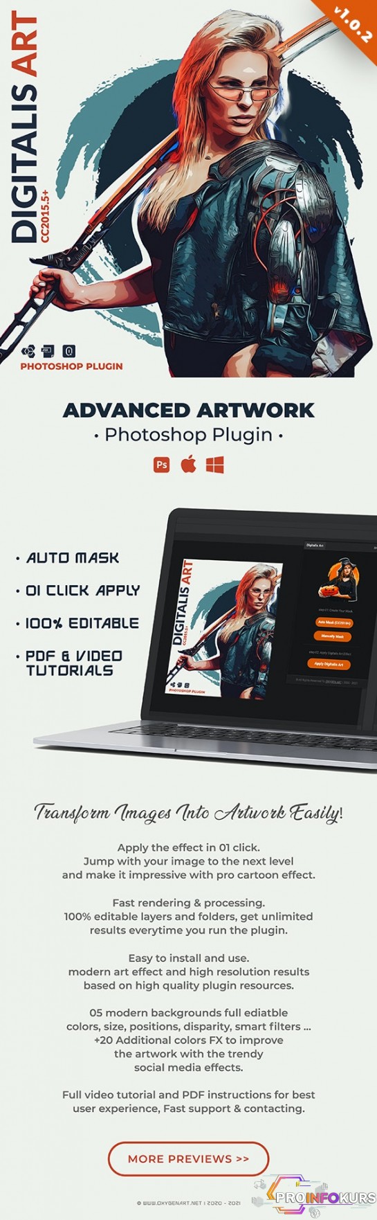 скачать бесплатно [Graphicriver] Digitalis Art | Photoshop Plugin (2021)