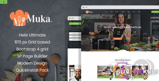 скачать бесплатно [Themeforest] Muka v1.0 - шаблон Joomla для уроков по выпечке и кулинарии